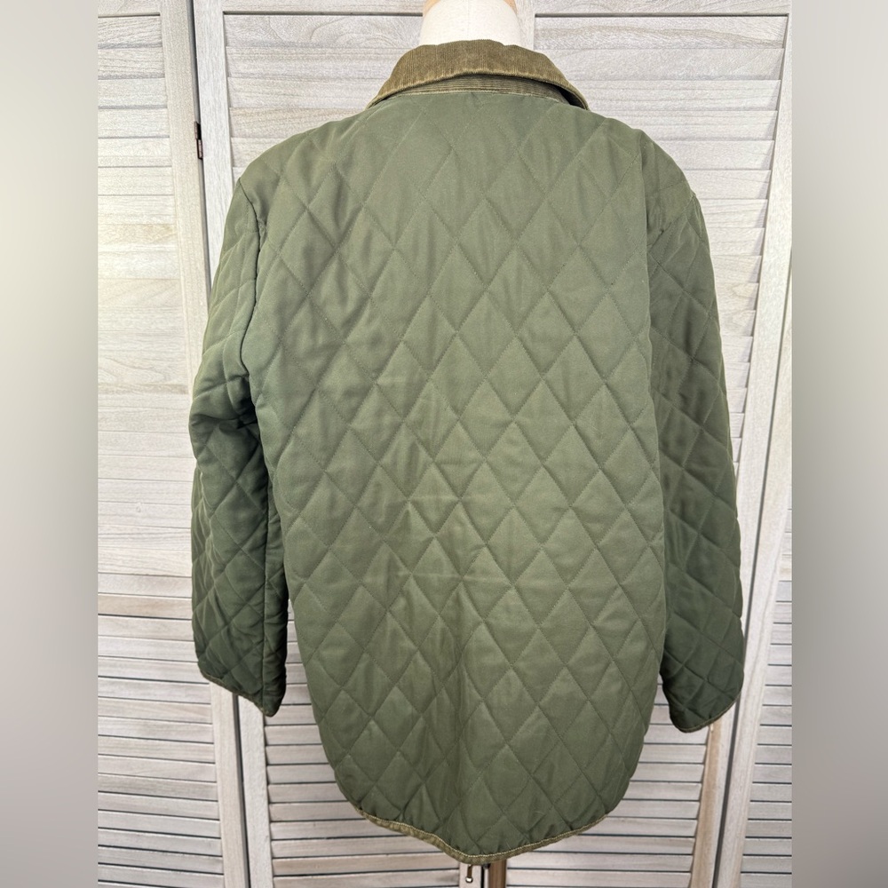 PENDLETON (Originals) Women's Vintage Quilted Barn Coat w Corduroy Trim Olive-M - Picture 3 of 4